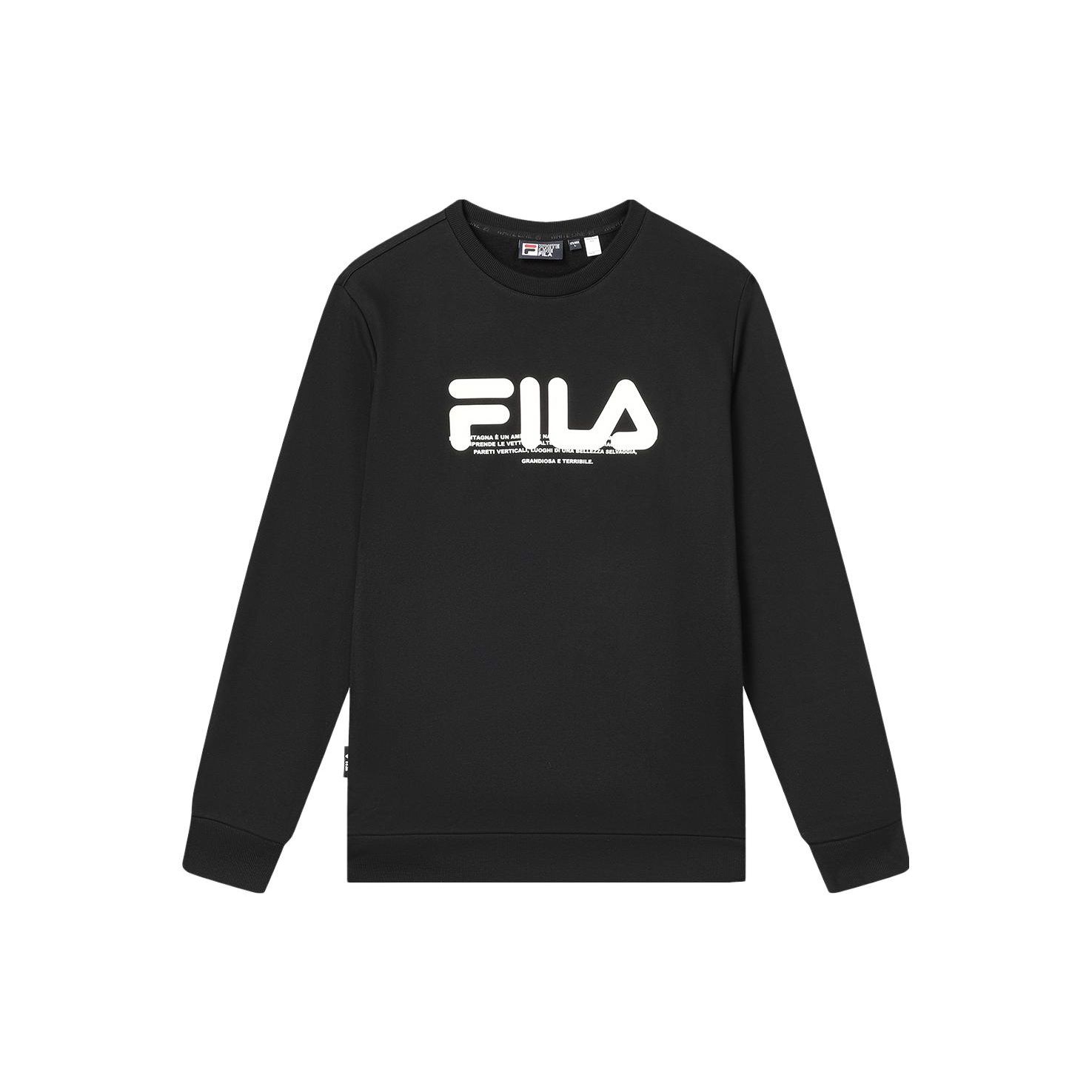 FILA American Retro Letter Logo Print Crew Neck Casual Sweatshirt Men sweatshirt Black F11M349213F-BK XL