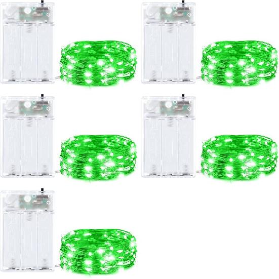 5 Pack Fairy Lights Battery Operated, 7 Feet 20 Led String Lights with Timer, Waterproof Firefly Lights On Silver Wire for Home Party Wedding