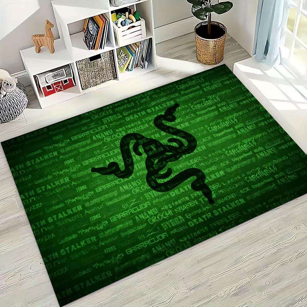 Fashion Razer Logo Moto Art Rug for Bedroom Living Room Sofa Home Doormat Decor, Large Kid Non-slip Floor Mat