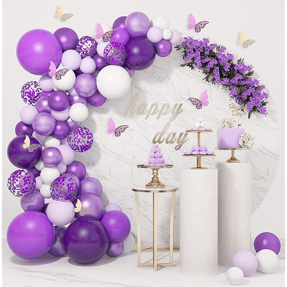 Bruiloft Verjaardag Babyborrel Geslachtsonthulling Decoraties Stofblauw Wit Ballonnenboog Slingerset