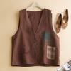 Gilet d'été à trois poches en coton et lin pour femme