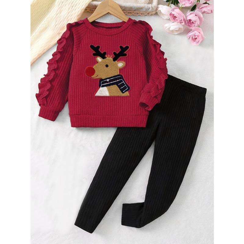 

Наряды для маленьких девочек 2 предмета Толстовка с длинным рукавом Леггинсы Брюки Осенне-зимний комплект одежды 4-12 лет, Идеально для улицы 150cm красный