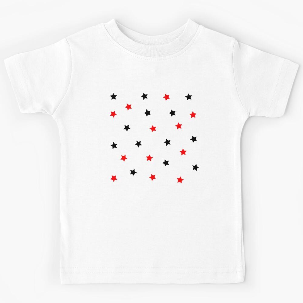 Red and Black Star Polka Dot Pattern on White Background Small Sized Repeating Pattern Kids T-Shirt 170