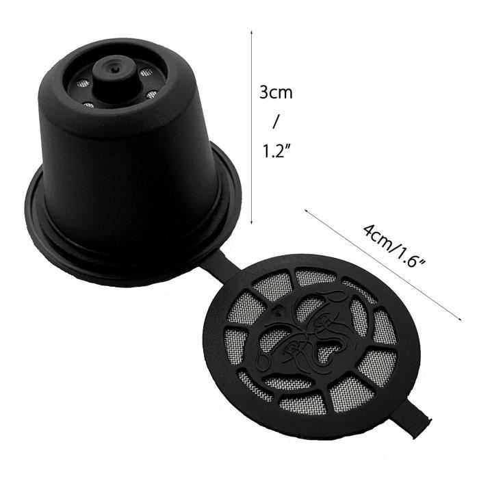 Capsules De Café Réutilisables - Set De 4 - Noir - Cylindrique - Plastique - Design Contemporain