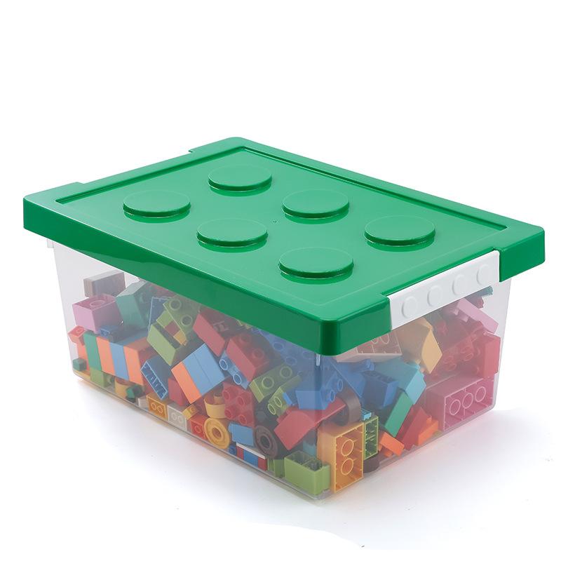 Snap On Building Block Storage Box with Large Capacity Transparent Tape Cover, Classified and Organized Toy Storage Box