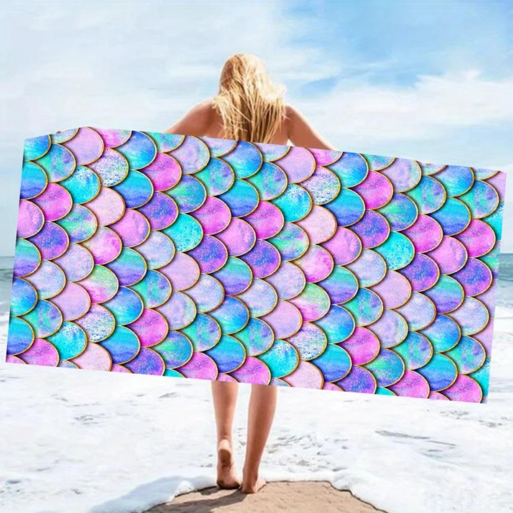 Summer No Sand Free Mermaid Beach Towel Microfiber Surf Poncho Bath Summer Swimming Fitness Yoga Swimming Sunscreen Bath Towels
