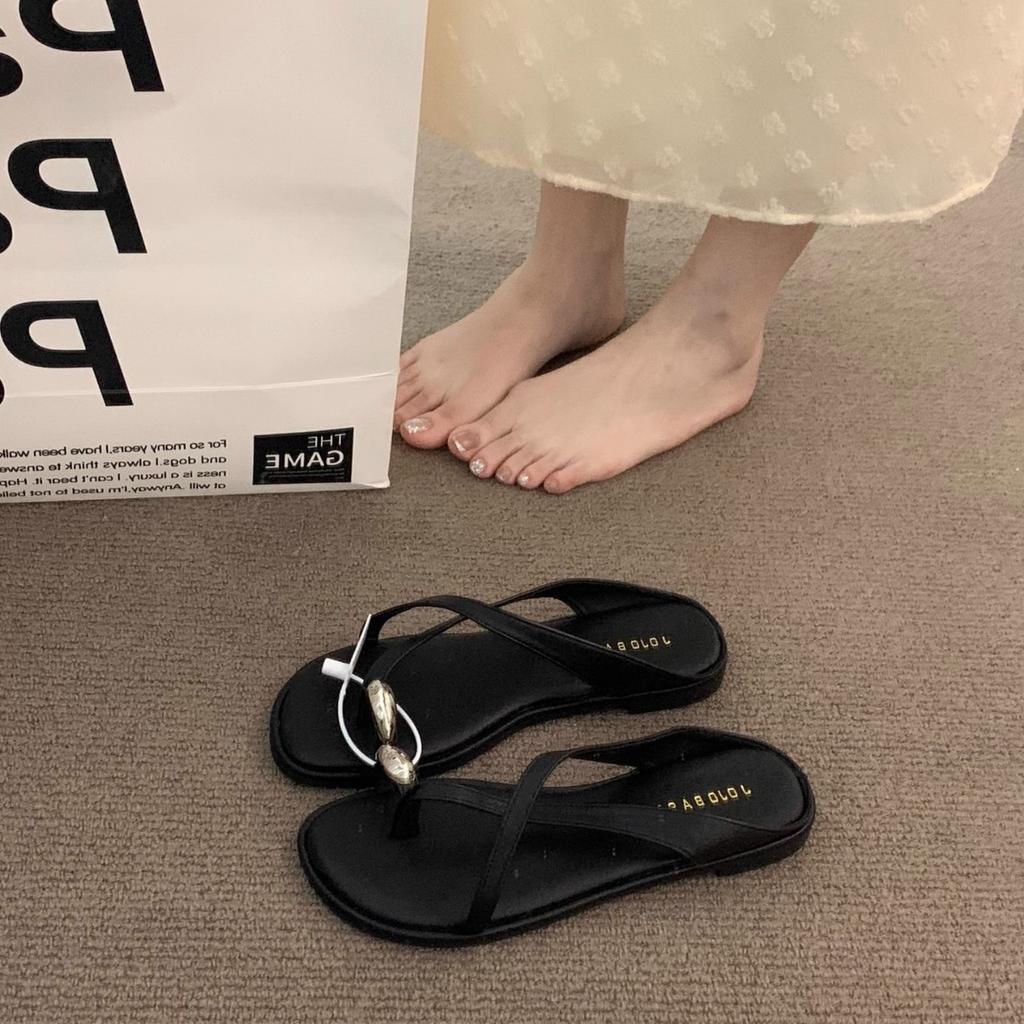 Late evening breeze retro brown premium open-toed sandals fairy shoes 2025 new summer flat-bottomed vacation cool slippers