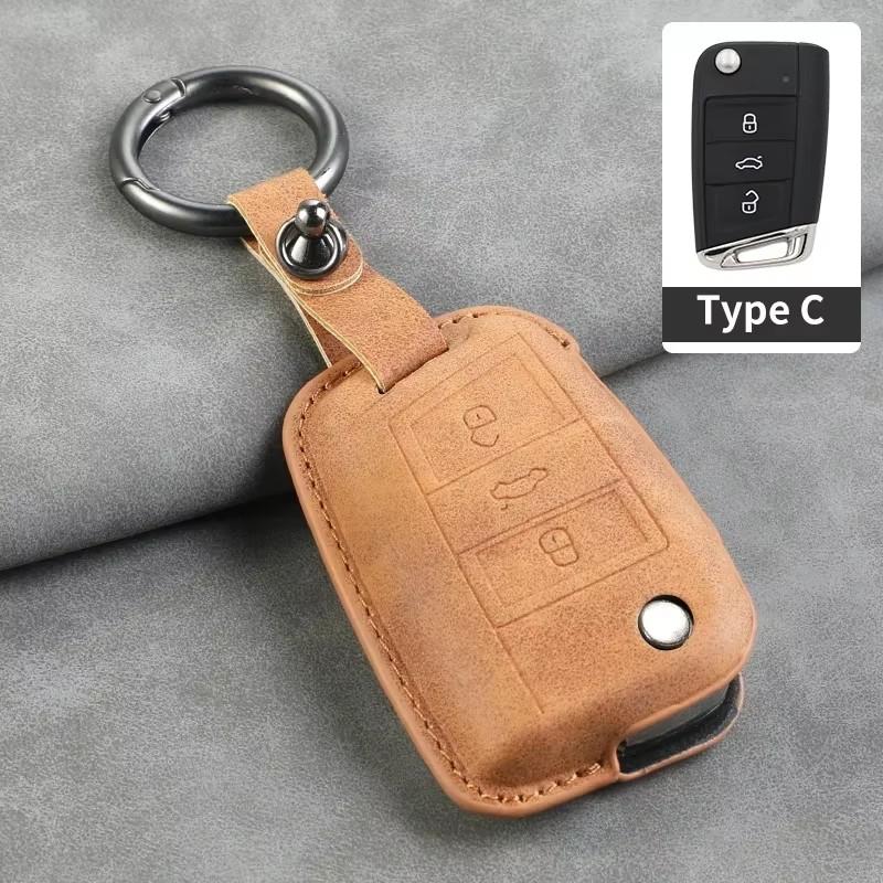 Leather Car Key Cover Case for VW Volkswagen Tiguan MK1 MK2 Magotan Passat B5 B8 Polo Golf 4 5 6 7 Mk7 Jetta POLO Eos Scirocco