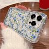 Blue Floral Patterned TPU Phone Case For iPhone 16 16e 14 13 15 Pro Max 11 12 Pro Mini 7 8 Plus XR Shockproof Soft Clear Cover