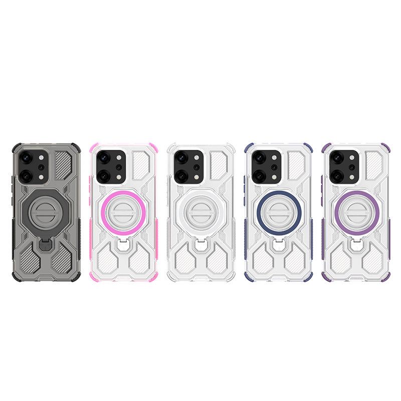 Przezroczyste Odporne na Upadki Obrotowe Etui Magnetyczne na Telefon do Serii OPPO i Realme 15