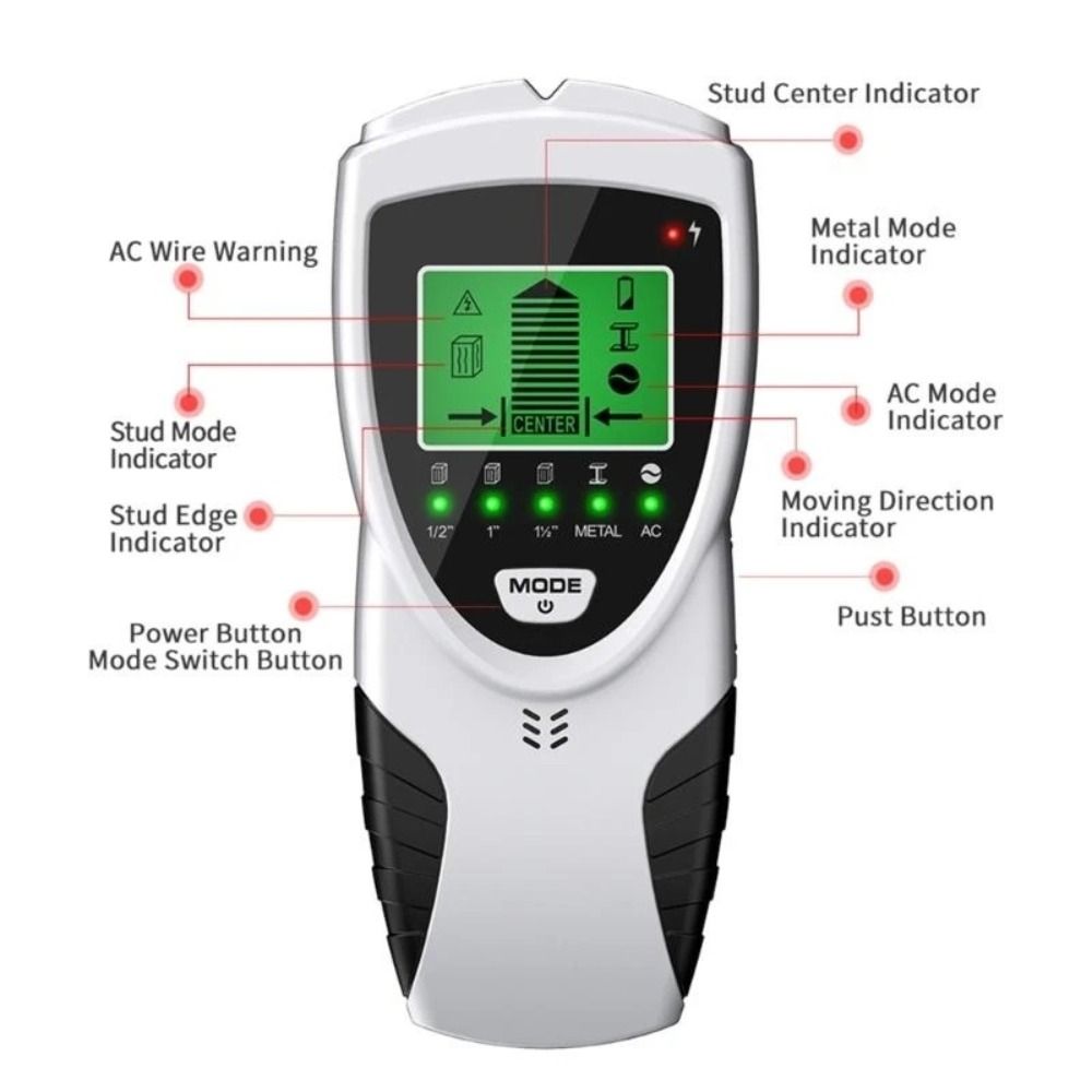 5 in 1 Metal Detector for Studs LED Display Wall Scanner  Metal/Wood/AC Live Wire Detection