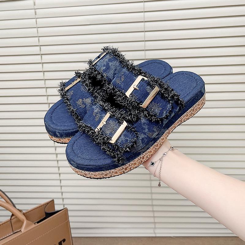Fashion New Women's Comfortable Sandals Women Slip on Wedge Sandals Sports Beach Walking Shoes Summer Fashion Denim Casual Sandals