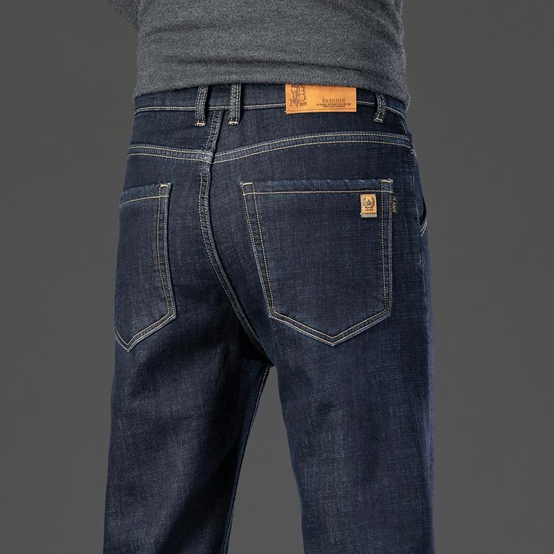 Winter Herren Plüsch Dickes Fleece Hose Lammwolle Thermojeans Freizeithose Winddicht Warm Baumwolle Denimhose