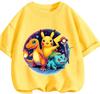 Everyday Casual Short Sleeve T Shirt Pikachu Trendy Cartoon Print Lightweight Outdoor Wear Children 3 To 14 Years Old