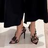 Neue Sommer Damen Sandalen mit hohen Absätzen Temperament High Heels Schuhe für Damen Spitz Strass Blatt Stiletto Sandalen