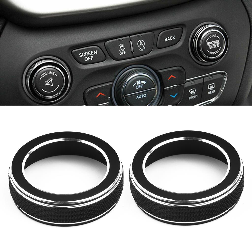 Pair Volume Knob Cover Central Volume CD Switch Knob Ring Black & Silver