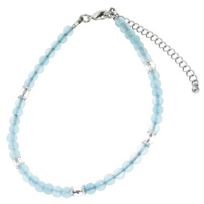 Naturstein-Fußkettchen Blauer Chalcedon Länge Naturstein-Accessoire Chalcedon [Shinjuku Ginnokura] (Meersilber) ca. 22-27cm (einstellbar) Damen