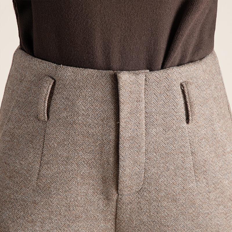 Women's High-Waist Wool Blend Wide-Leg Pants