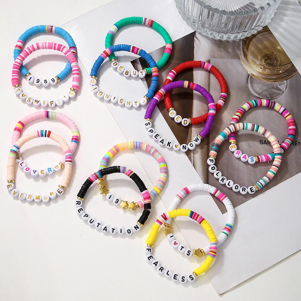 11/14 PCS Colorful Friendship Bracelets for Taylor Swift Fans Album Bracelets Letter Beads Bracelet for Tween Girl Party Favors