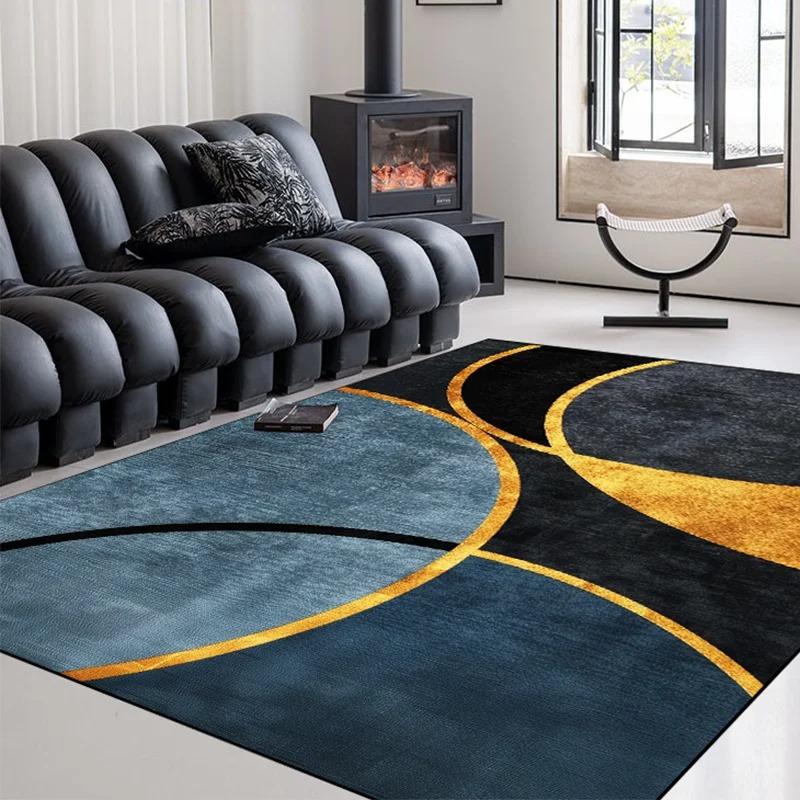 Alfombra Geométrica Moderna de Lujo Ligero para Sala de Estar Alfombra de Área Lavable para el Hogar Felpudo Decorativo Perfecto para Dormitorio Entrada Sala de Estar