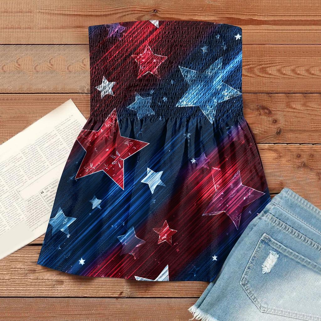 Tops Tubo de Verão para Mulheres, Camiseta Sem Mangas Estampada Fofa Sexy Ombro a Ombro