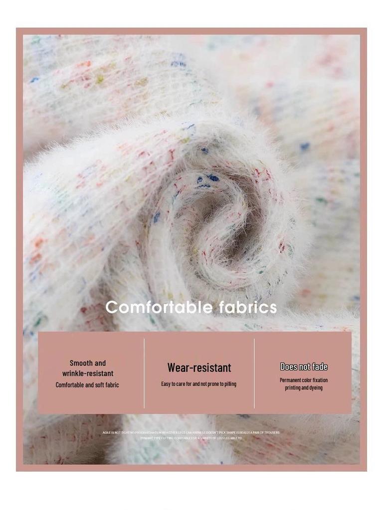 Petite Rainbow Polka Dot High Waist Fleece-Lined Wide-Leg Pants XS