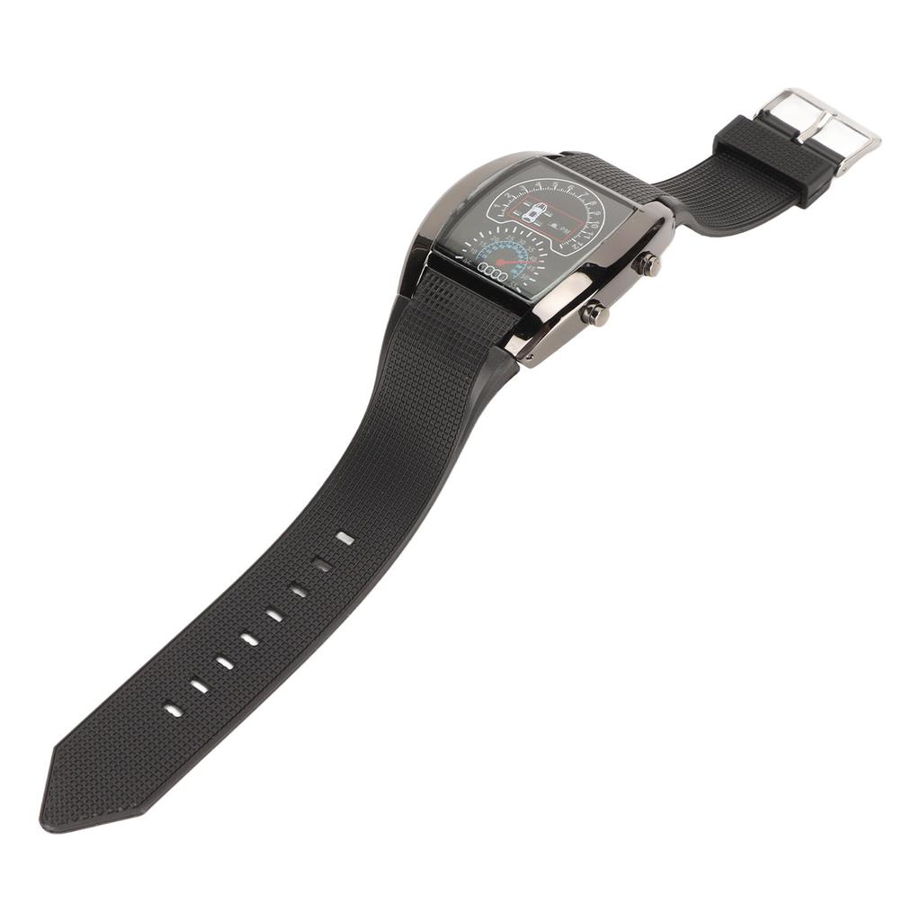 LED Display Aviation Watch High Accuracy Wrist Watches Comfortable Wearing LED Watch with Time and Date Display Black