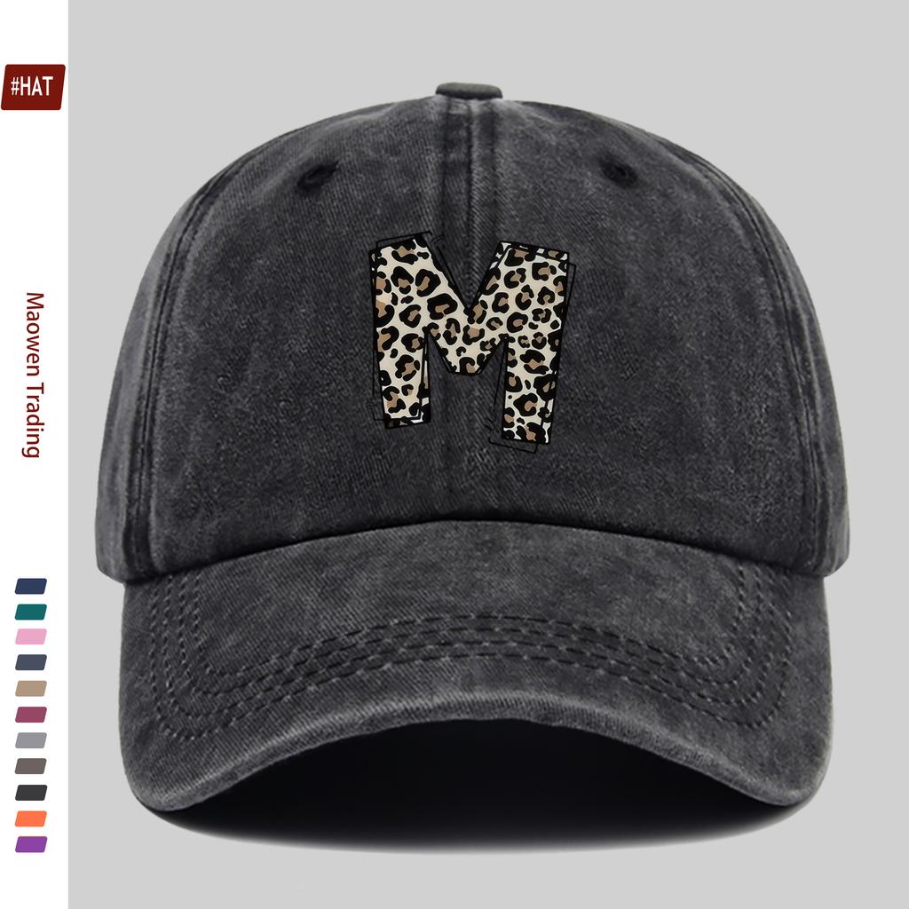 pc Leopard Print Letter M Pattern Printed Baseball Cap Casual Design Decorative Hat Comfortable and Lightweight Headwear A