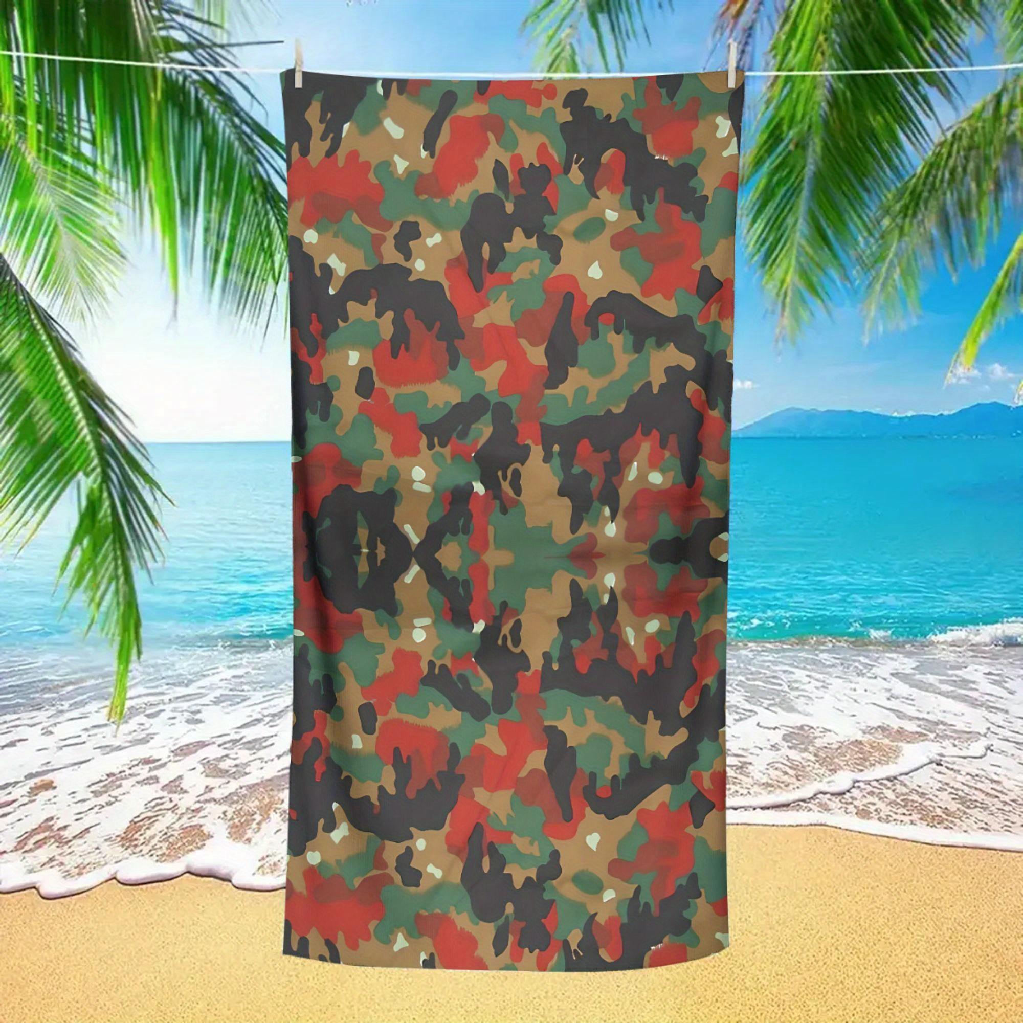 

Swiss Camo Military Pattern Beach Towel, Quick-Dry Soft Absorbent for Surfing Camping Pool W30*H60(CM)