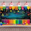 2D Colorful Crayon Blackboard Photography Backdrop, Children Art Class Background
