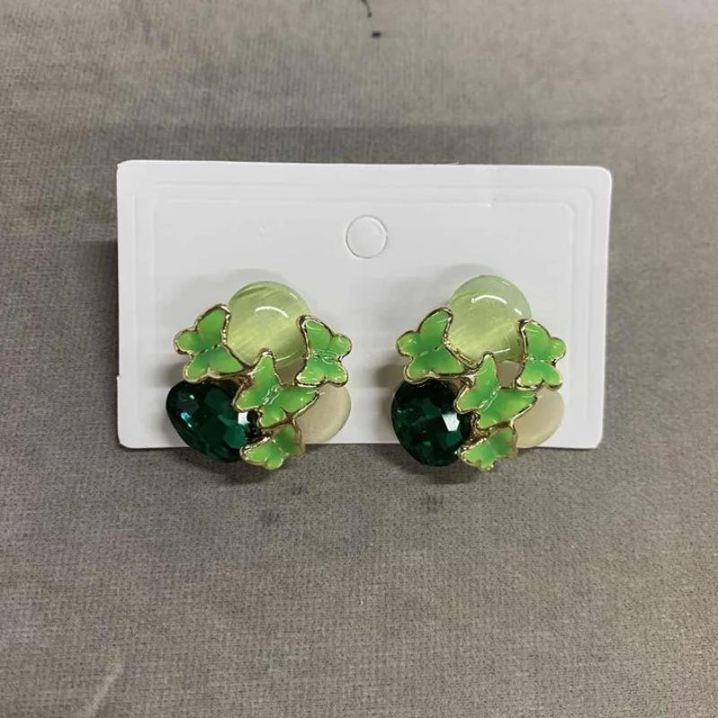 Flower Fairy Arrival~ Diamond Drip Oil Oval Butterfly Earrings Mori Sweet Wind Earrings Light Luxury Advanced Earrings Women