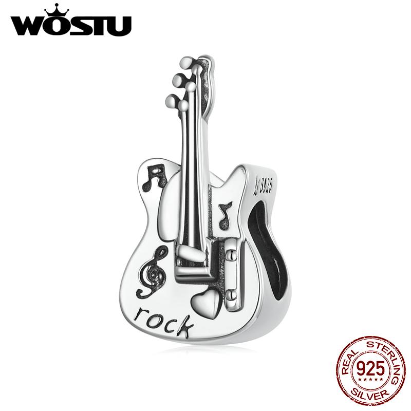 

WOSTU стерлингового серебра 925 пробы, винтажный бас-шарм, подвеска из бисера, подходит для оригинального браслета 3 мм, женские ювелирные изделия 925 silver