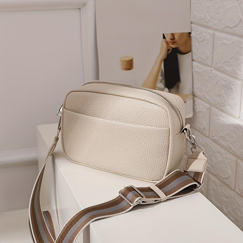 Solid Color PU Crossbody Bag for Women, Small Shoulder Bag, Compact Square Bag.