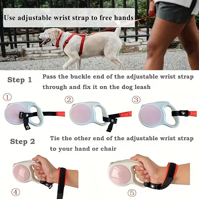 1Pc Adjustable Dog Leash Wrist Strap Retractable Dog Leash Add-On Accessory Bracelet Safety Ring Dogs Walker Hands Free Dog Lead