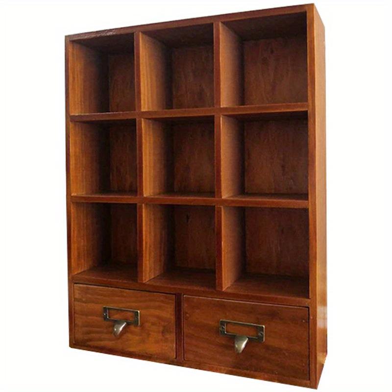 

1 шт. 2/9 квадратный винтажный деревянный органайзер с 2 ящиками, контейнер для демонстрации косметики, парфюмерии и кукол. 9 squares