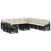 Garden Sofa Set 12 Pieces Black and Cream White Poly Rattan
