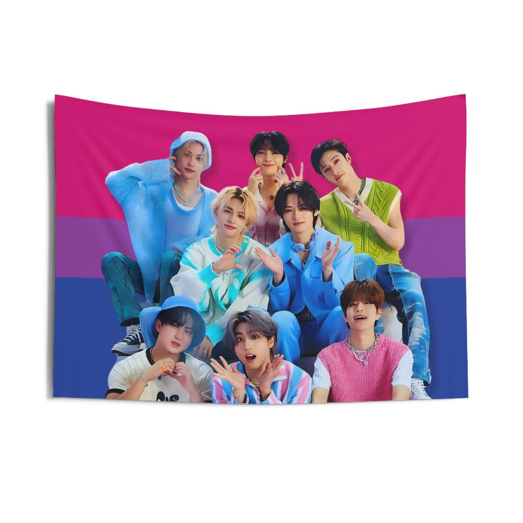 1PC SKZ KPOP Members Tour Tapestry Pink American Flag 8 Members Participate in Fan Activity Home Furnishings