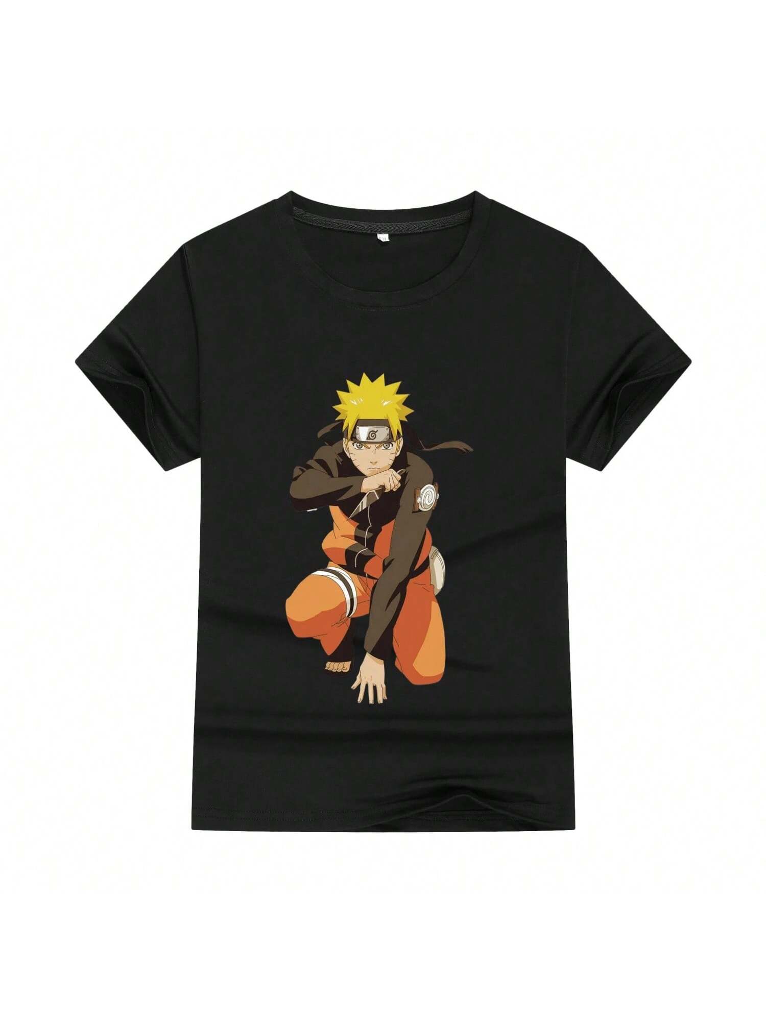 

Мальчик Девочка Детские Летние Футболки Нарутос Хлопок Принт Крутая Мужская Одежда Топы Япония Мультфильм Какаши Периферийная Серия Мальчики Футболки XXXXXL чёрный