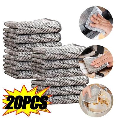 1/5/10/20 Pcs Non-Scratch Wire Dishcloth, Wire Cleaning Cloth for Sinks, Pots, Pans, Multipurpose Wire Dishwashing Rags For Wet And Dry, Reusable