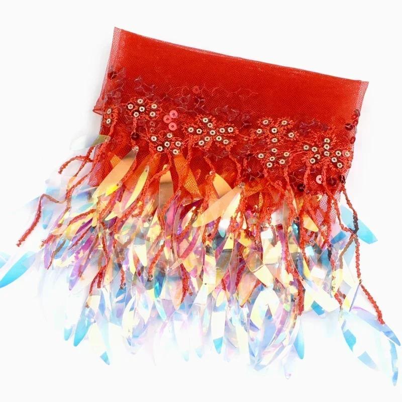 1-5Yards Mesh Tassel Fringe Sequins Lace Trim Stage Perform Latin Dress Wedding Clothes Tassels Fabric DIY Sewing Accessories