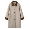 Japanese Color-Block Retro Trench Coat for Women: 2025 Spring, Mid-Length, Korean Turn-Down Collar, Slimming Fit