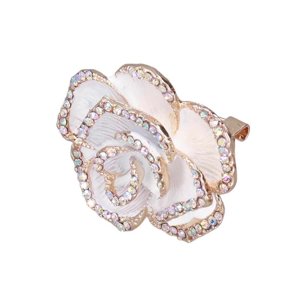 Brooch Pin Camellia Shape Elegant Exquisite Rhinestone Embellished Brooch for Women Clothes Silk Scarf Decoration