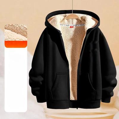Unisex Winter Fleece Hoodies for Boys Sweatshirt Casual Thicken Warm Kids Zipper Coat Tops