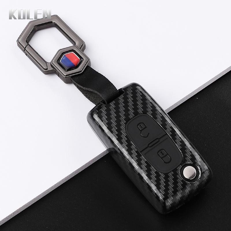 Abs Carbon Fiber Style Car Key Case Cover For Peugeot 107 207 307 308 407 607 3008 5008 For Citroen Xsara Picasso C5 C6 C8 Fob