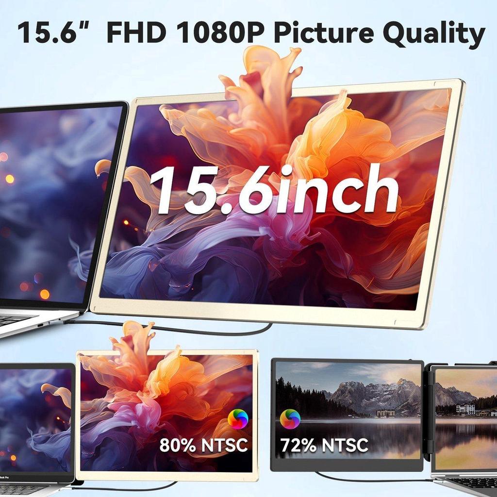 Siaviala S6 Yeni 15.6" Taşınabilir Monitör – 11+ Kendin Yap Yapılandırması, 360° Döndürülebilir, 4x Type-C Bağlantı Noktası, Evrensel Uyumluluk