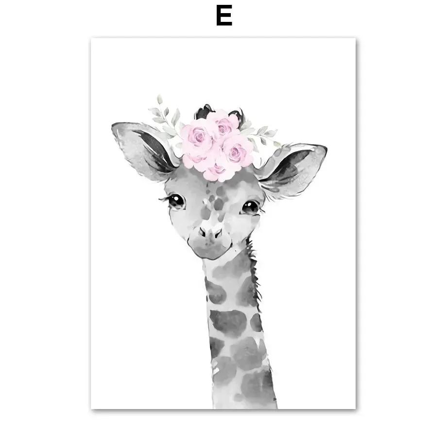 

Wall Art Canvas Painting Nordic Koala Rabbit Tiger Lion Giraffe Pink Flower Posters And Prints Wall Pictures For Kids Room Decor 21X30CMNo Framed