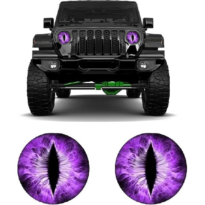 2PCS Beast Eyes Headlight Decals for Jeep, 3D Cool Beast Eyes Light Decoration Stickers, Waterproof Car Body Window Bumper Round Decal Compatible