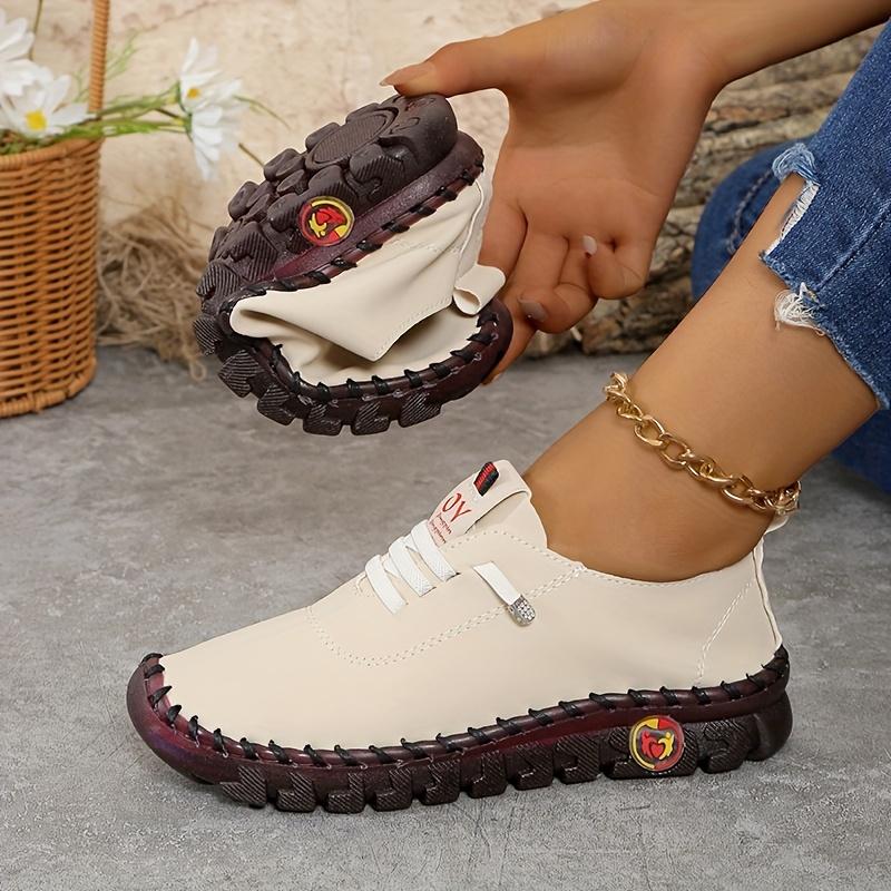 Women'S Casual Low-Top Sneakers - Lightweight Soft Synthetic Cover & PU Sole, Round Toe Slip-On Shoes In Assorted Colors - All-Season Comfort