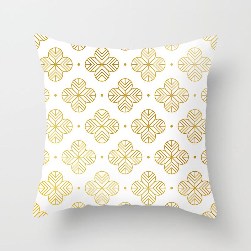 European Style Golden Geometric Print Car Pillow Cover Sofa Cushion Cover Home Furnishings