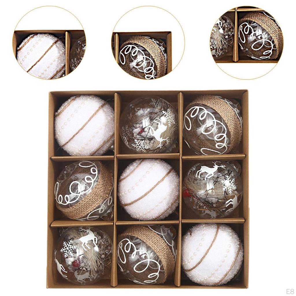9 ks Vánoční koule Ozdoby Dekorace na stromeček na zavěšení 8 cm Svátek s poutkem